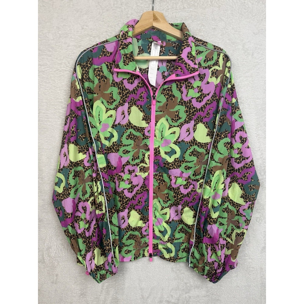 Fabletics Oversized Flyweight Windbreaker Tropical Floral Animal Print Jacket Lg